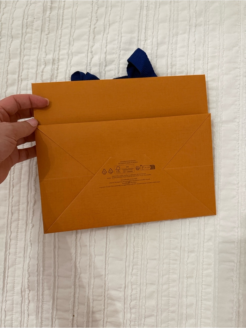 Louis Vuitton Orange Shopping Bag with Blue Ribbon - Picture 5 of 5